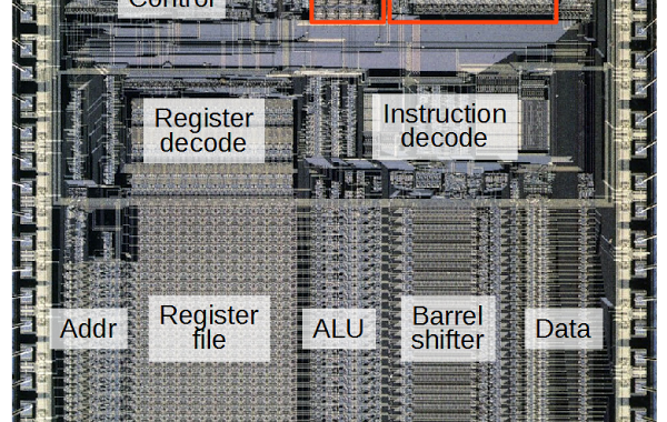Reverse engineering the silicon in the ARM1 processor