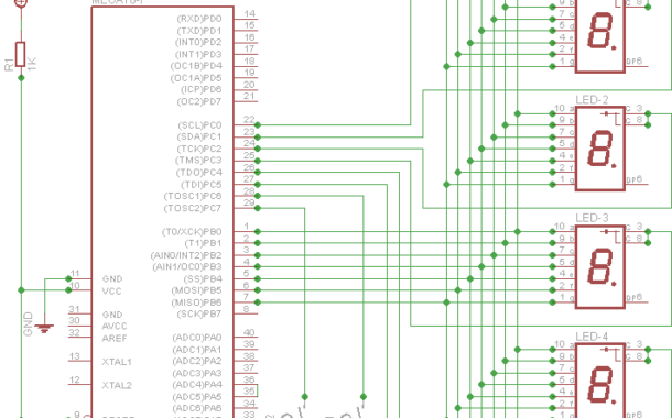 ATMega16 AVR Microcontroller Seven Segment Digital Clock