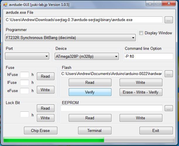 ATmega168: Arduino Bootloader Programming without external tool