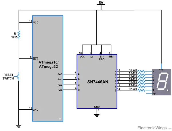 7-Segment Display Interfacing with AVR ATmega16/ATmega32