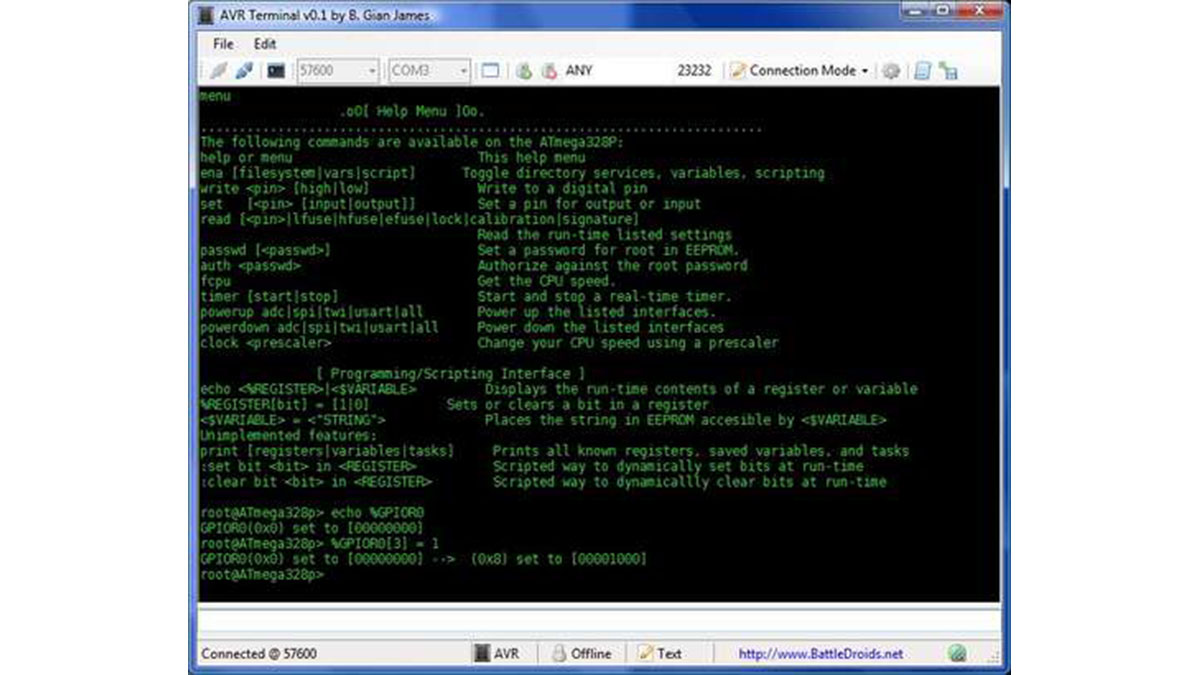 AVRSH A Command Interpreter Shell for Arduino AVR