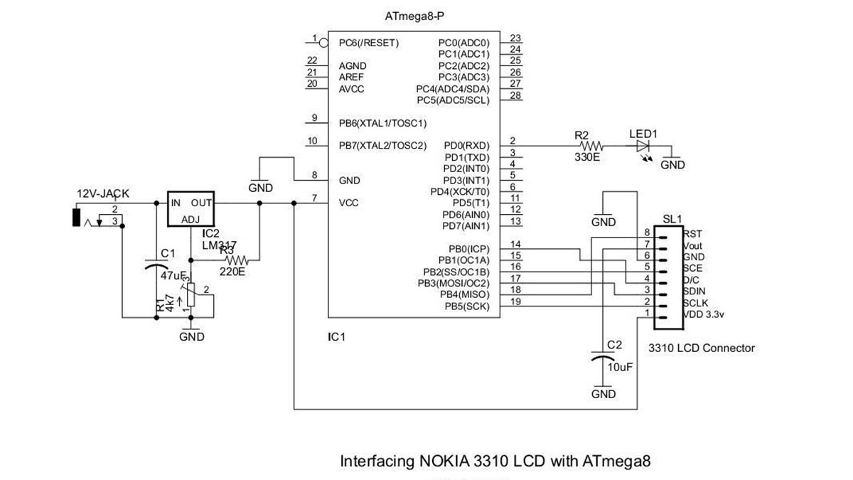 NOKIA 3310 LCD interfacing with ATmega8