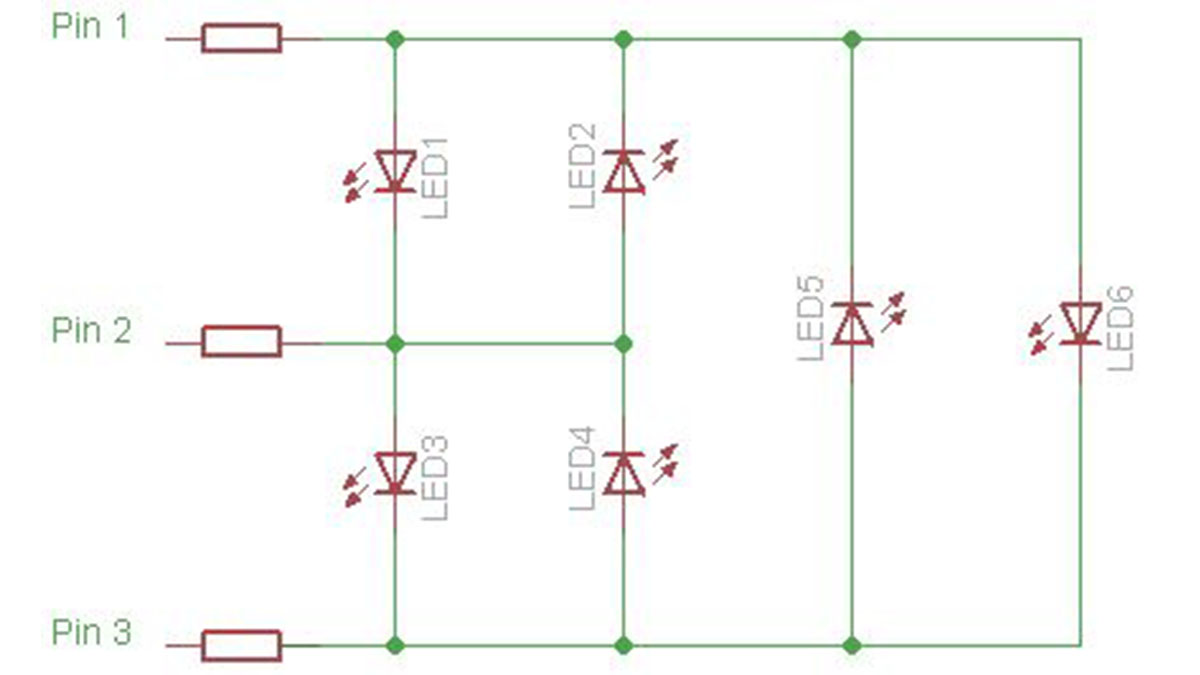 Creating a charlieplexed LED grid to run on ATTiny85