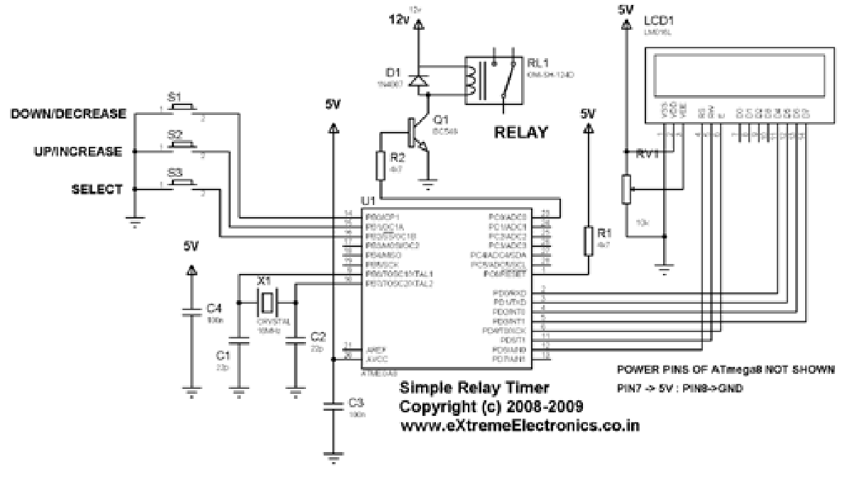 Relay Timer with ATmega8 AVR MCU