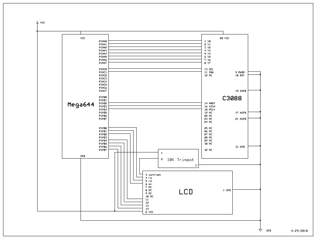 CMOS Camera Rock Paper Scissors Game System Using Atmega644 Schemetic