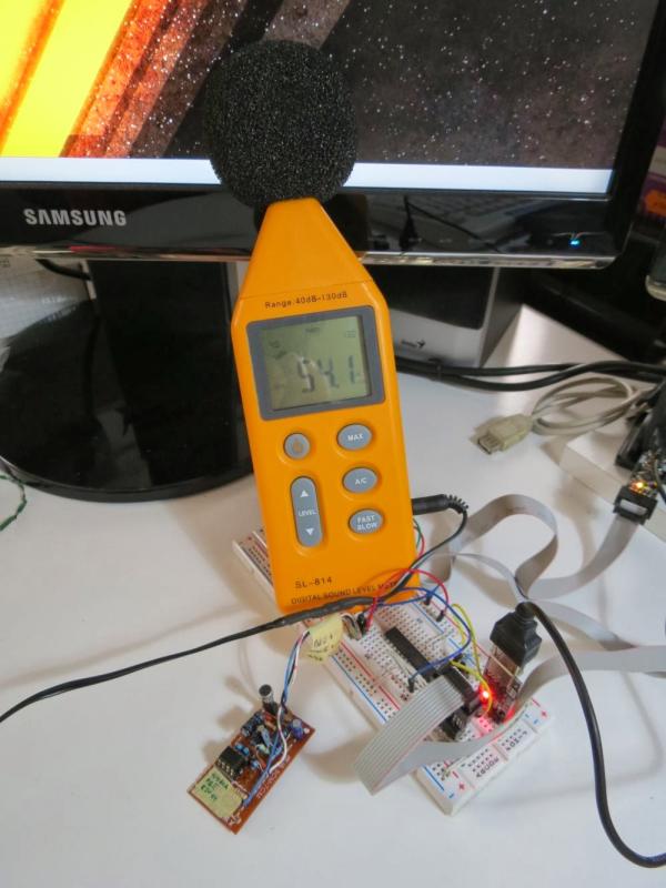 A simple Sound Pressure Level Meter (SPL) dB audio meter using AVR ATmega