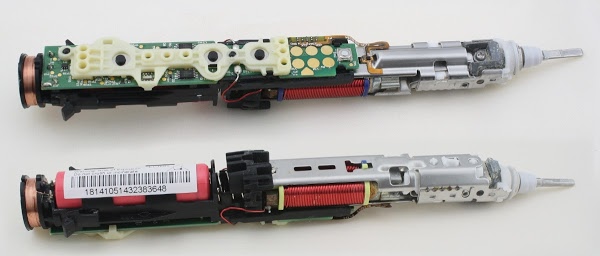 Sonicare toothbrush teardown microcontroller, H bridge, and inductive charging