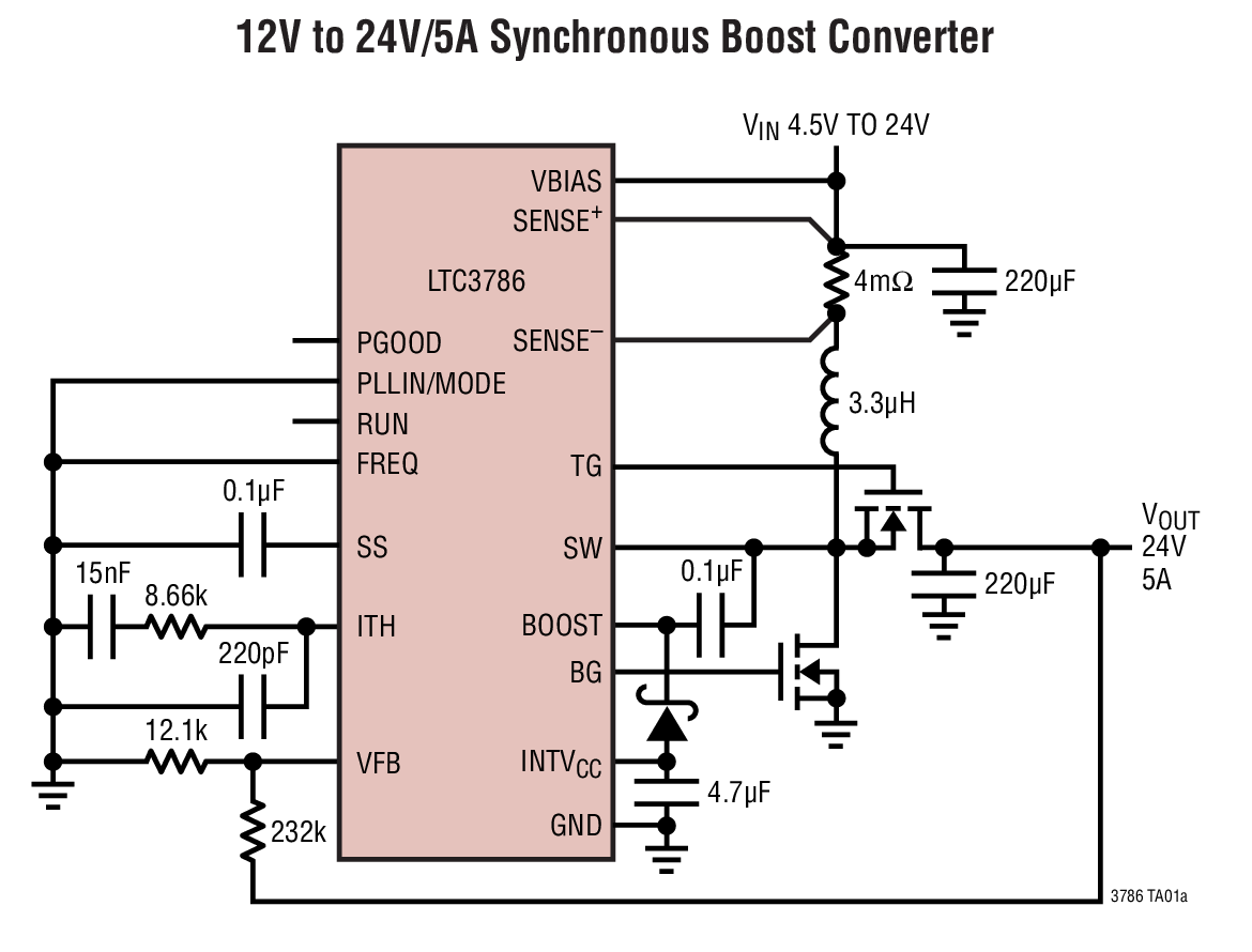 LTC3786 – Efficient boost controller takes the heat
