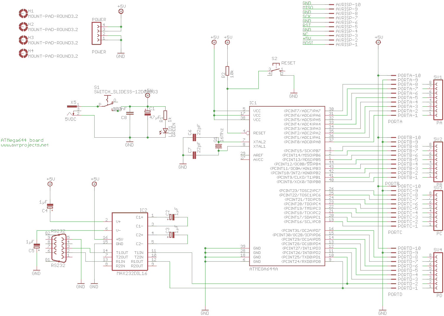 Atmega128 отладочная плата схема