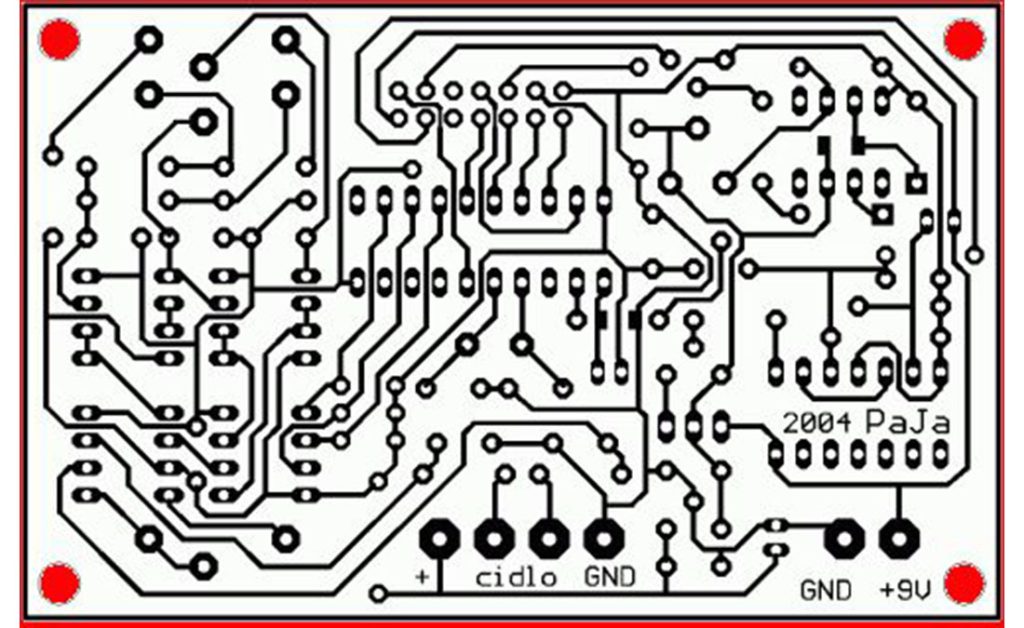 Design of printed circuit board (90 x 57 mm).