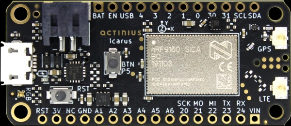 ICARUS IOT BOARD HAS GPS ACCELEROMETER AND LIPO CHARGING