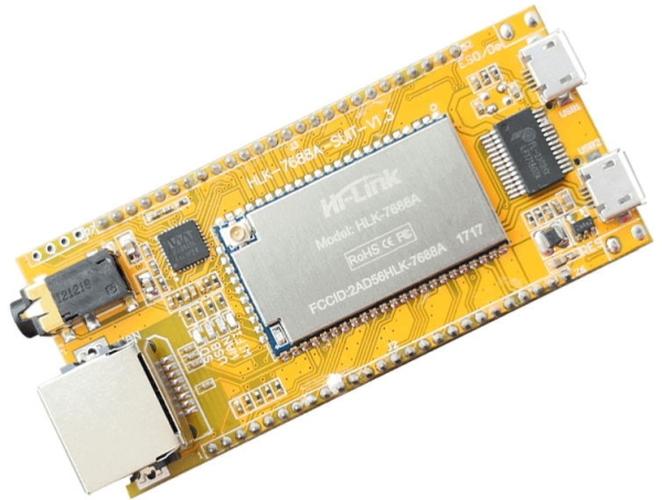 HLK 7688A OPENWRT DEVELOPMENT BOARD COMES WITH AN AUDIO JACK