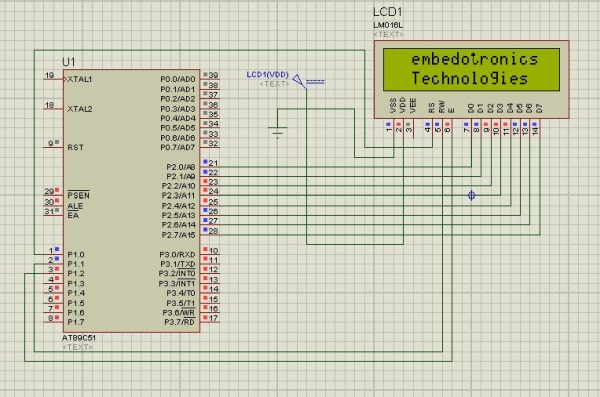 Interfacing 8051 Microcntroller With 16 2 Lcd in Proteus Simulation