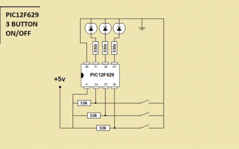 Simple 3 Button On-off With 12f629 (mikroC)