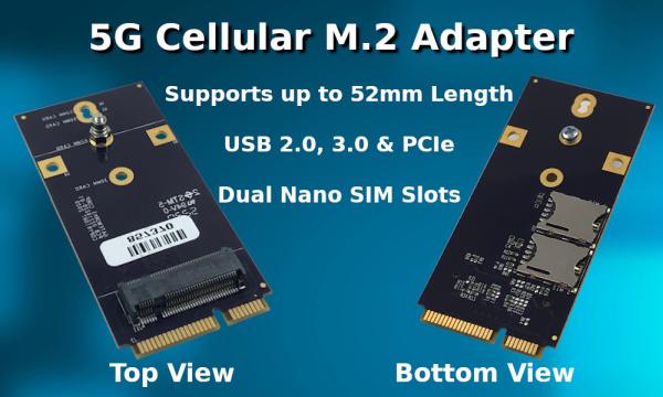 5G CELLULAR MODEM M.2 ADAPTER FOR MINI PCIE SLOTS ON SBCS