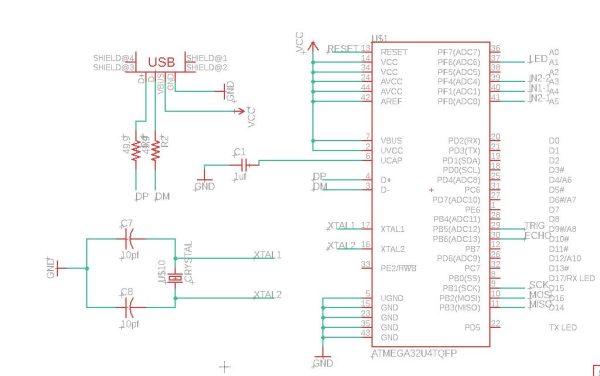 Atmega16u4 board.