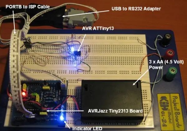 click the Auto button to start download the hex file into the target AVR ATtiny13