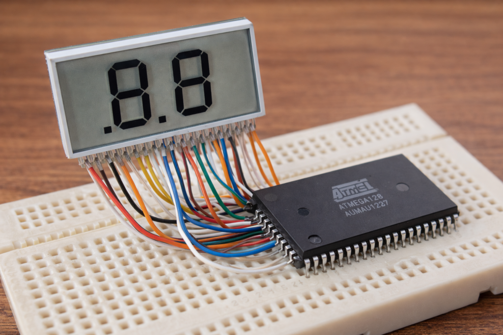 ATmega128 connected to LCD on breadboard