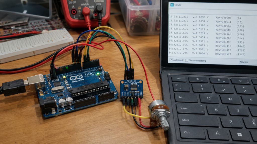 ATmega16 PWM DC motor controller test bench setup